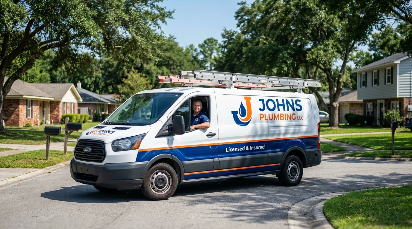 Johns Plumbing LLC service van in Rensselaer, NY