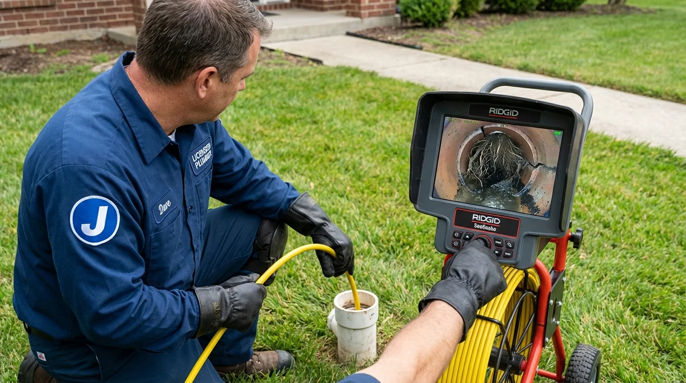 Sewer camera inspection being performed by Johns Plumbing LLC in Rensselaer
